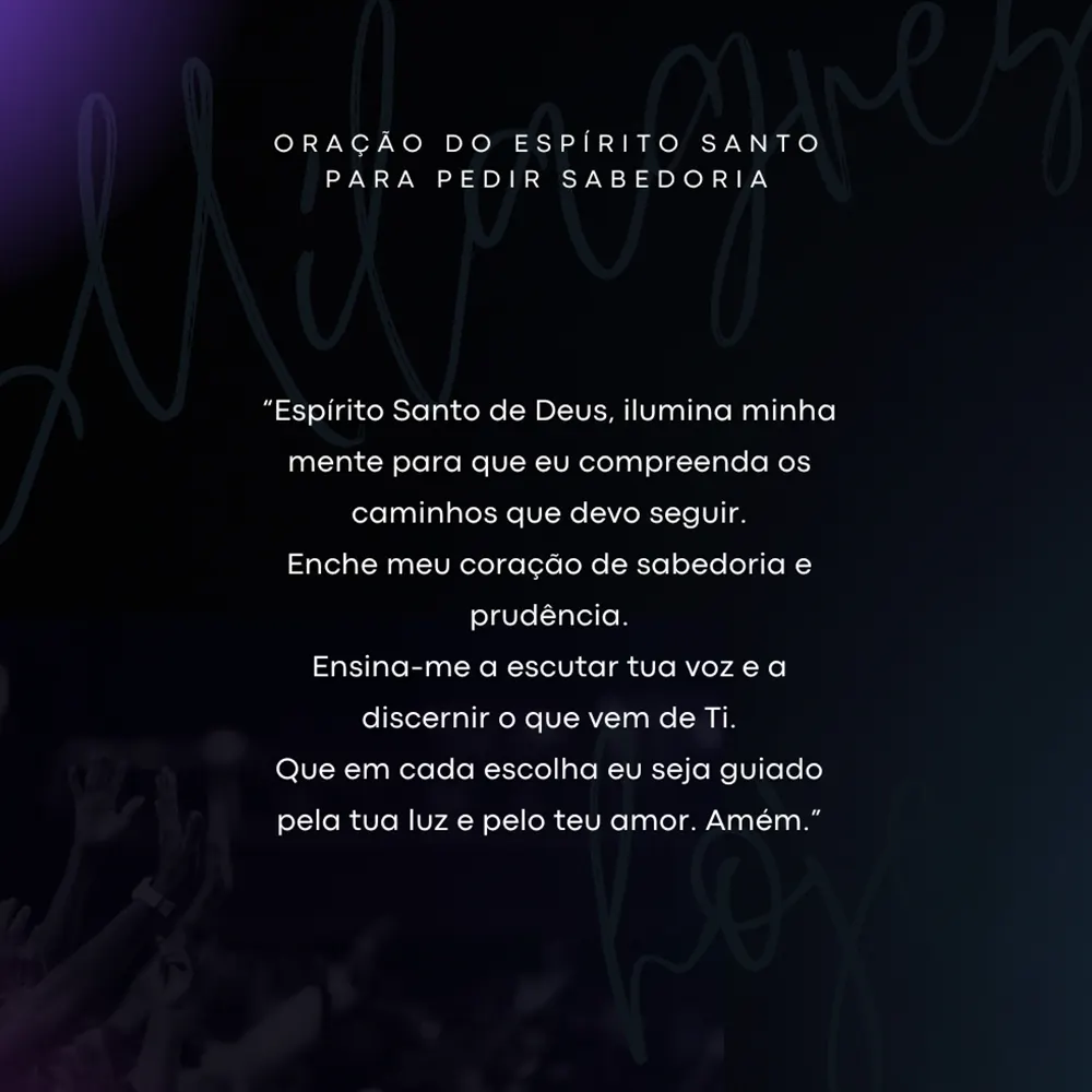 Oracao do Espirito Santo para Pedir Sabedoria